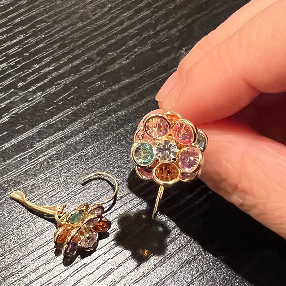 Neiman Marcus 18K Gold Plated Multicolor Earrings, Lever Back Earrings - Picture 5 of 5